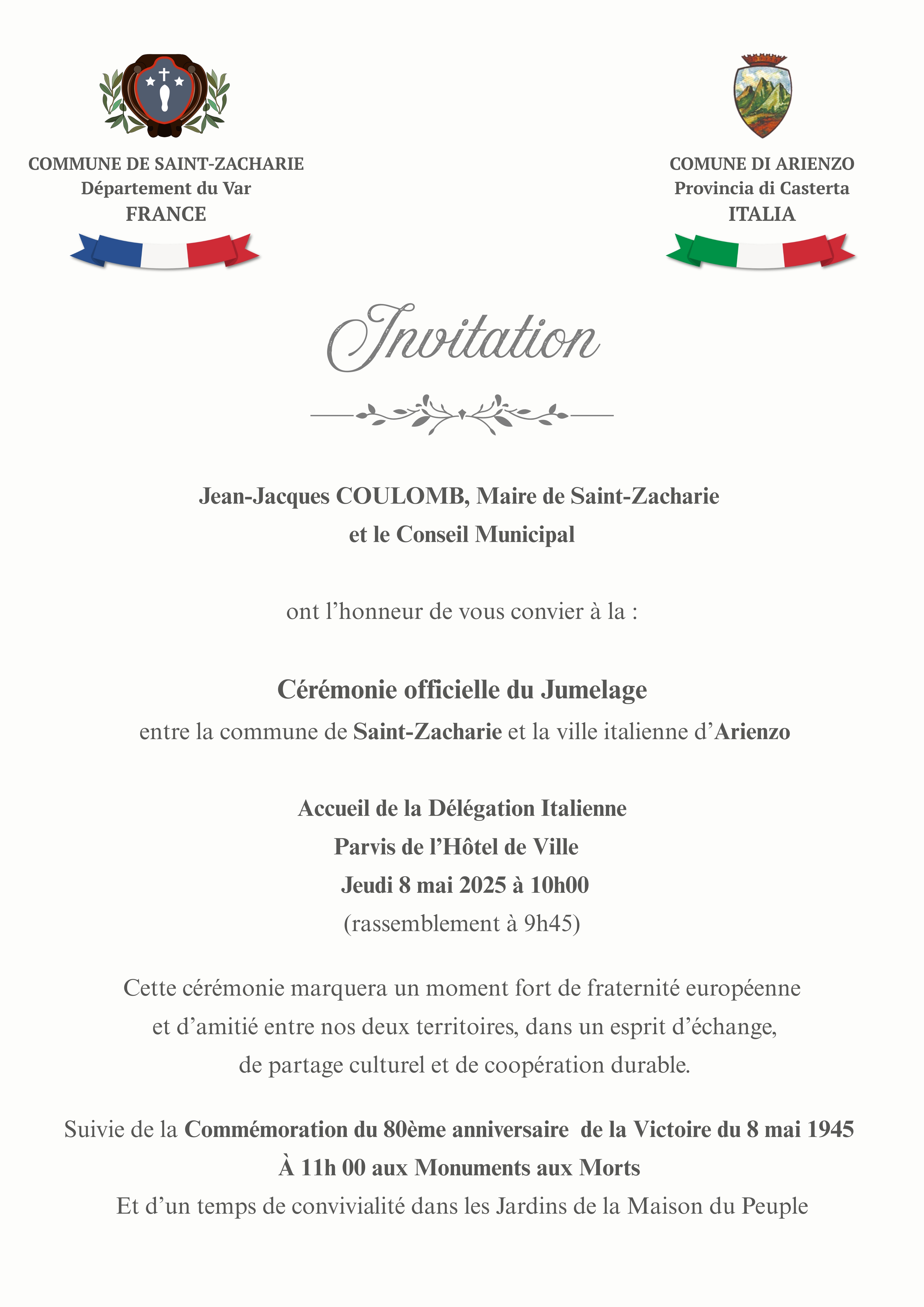 Cérémonie officielle du Jumelage