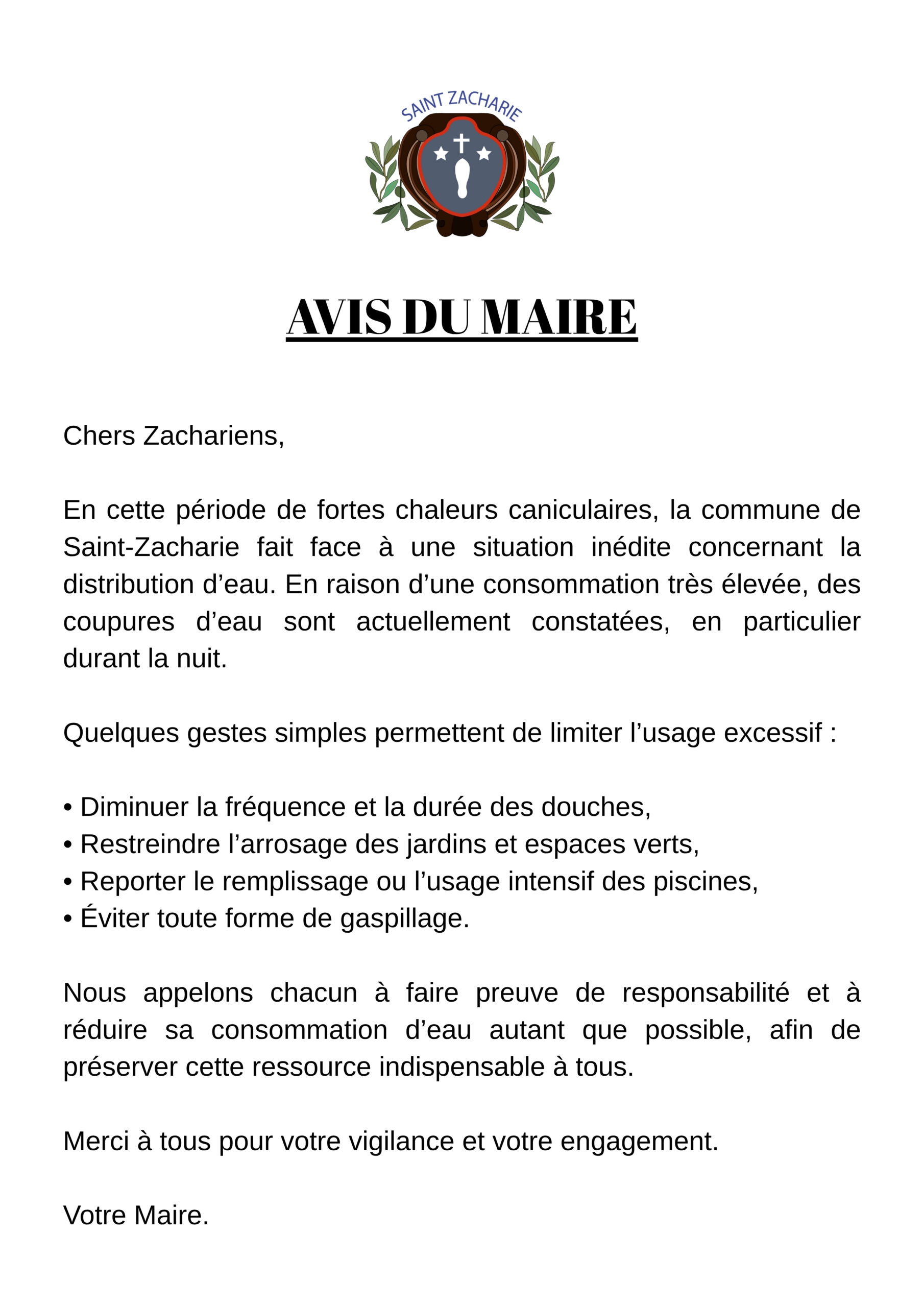 Avis du Maire