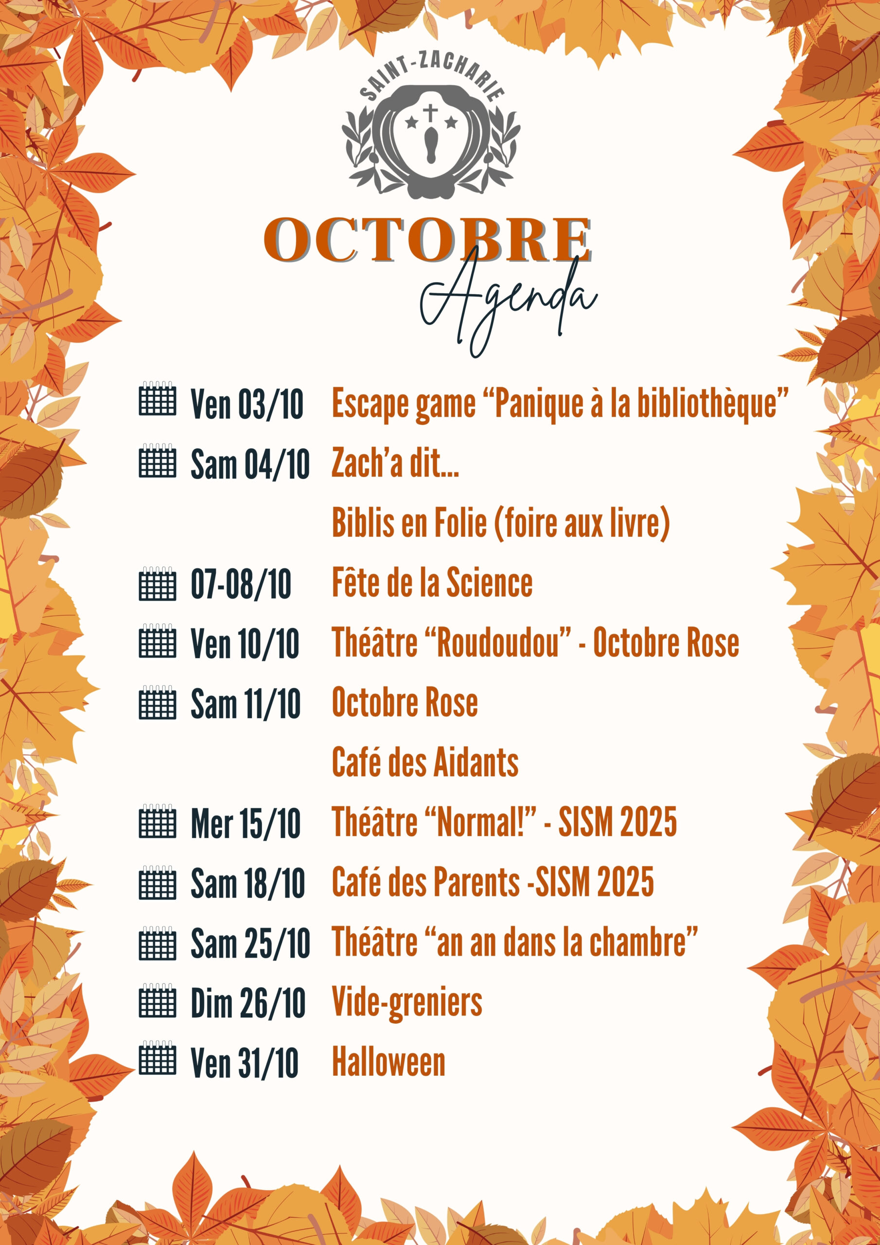 Agenda octobre 2025