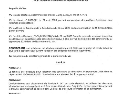 Arrêté Préfectoral – Sénatoriales 2026
